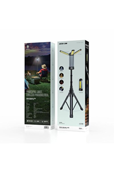Green Lion مصباح ثلاثي القوائم LED للعمل والتخييم Trio Beam Lite