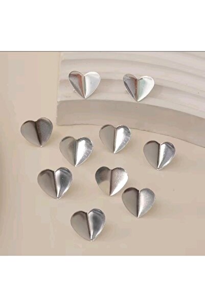 REBORN DESIGN Heart Model Silver Color 10Pcs Metal Charm Hair Ring