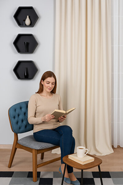 QUBA DECO KADİFE Dokulu Ada Fon Perde Salon Yatak Odası