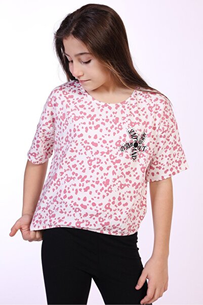 Toontoy Tricou cu mânecă scurtă pentru fete cu imprimeu guler rotund