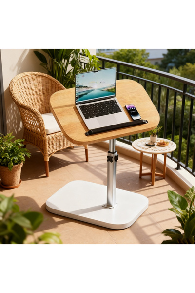 HayaBazaar C Shaped Swivel Side Table Adjustable Height End Table, Sofa & Bed 360° Rotatable Desktop Side Table