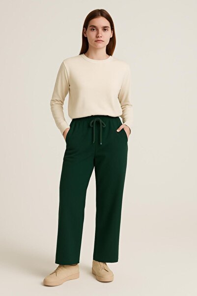 RAPAPA Γυναικείο παντελόνι με κορδόνια σε σκούρο πράσινο χρώμα 1762