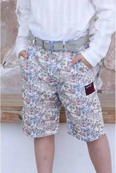 Alesaei-mondo tondo Children's shorts with bright floral prints 4102