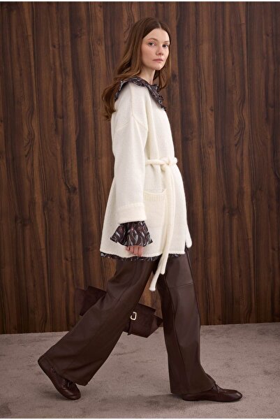 HEQA Cardigan din alpaca Ecru