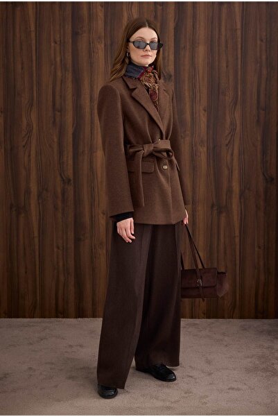 HEQA Blazer Cashmere Coat Brown