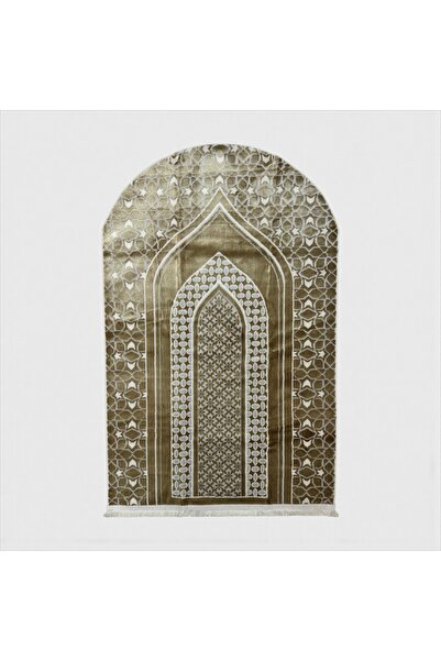 cekir سجادة صلاة إسلامية مخملية فاخرة - محراب هندسي ذهبي