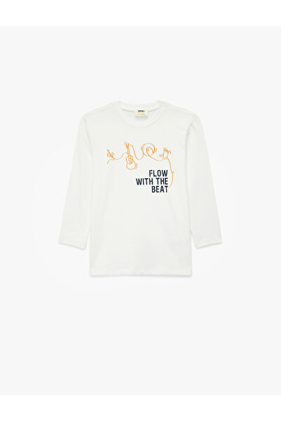 Koton Cotton Crew-Neck Printed Long Sleeve T-Shirt