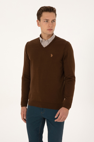 U.S. Polo Assn. Men's Brown Basic Sweater 50313662-Vr029