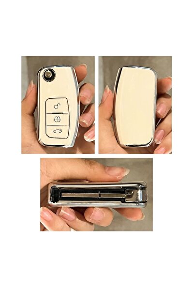 OEM White foldable key case Ford Focus 2/3, EcoSport, C-Max, S-Max, Ka, Mondeo, Kuga, Galaxy, Fiesta