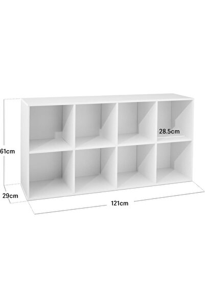 Gogoya 8-Cube Storage Organizer - 28.5 cm Shelves, Customizable Bookcase & Display Shelf (White)