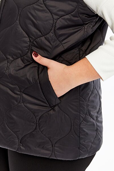 RMG Quilted Plus Size Vest Black