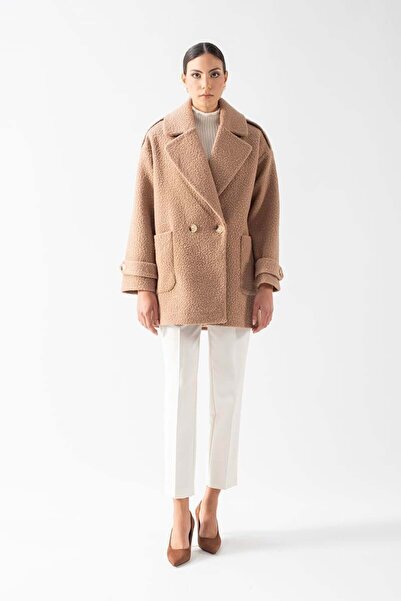 Spazio Renuccio Kruvaze Yandan Cepli Salaş Kaban CAMEL