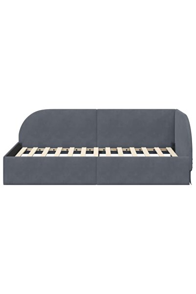 vidaxl Corner Bed Frame with Headboard Dark Grey 90 cm x 200 cm Fabric