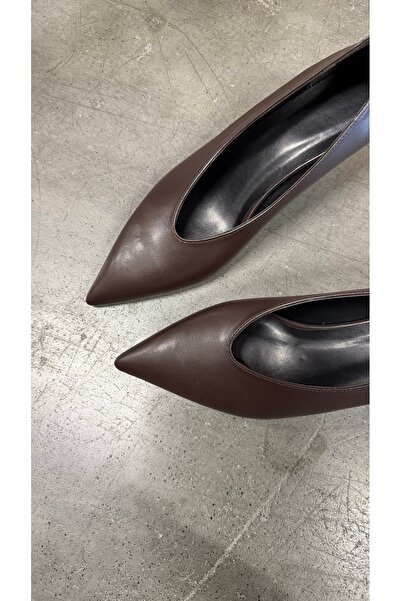 Eataly Shoes Alba Acıkahve Leather Wedge Heeled Women's Shoes