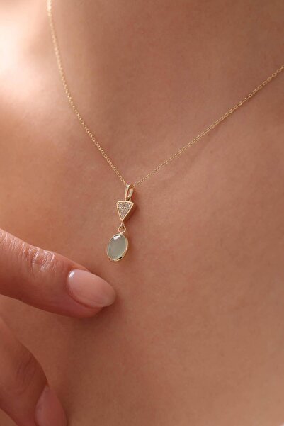 Tufanlar Kuyumculuk 14 Ayar Yeşil Taşlı Altın Kolye