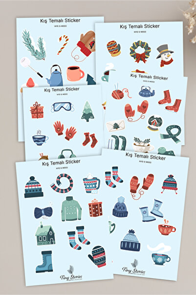tinystoriestr Set de autocolante de iarnă - 6 bucăți / Agendă, Caiet, Jurnal,...
