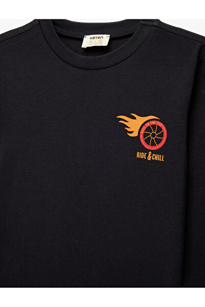 Koton Cotton Long Sleeve Crew Neck Printed T-Shirt