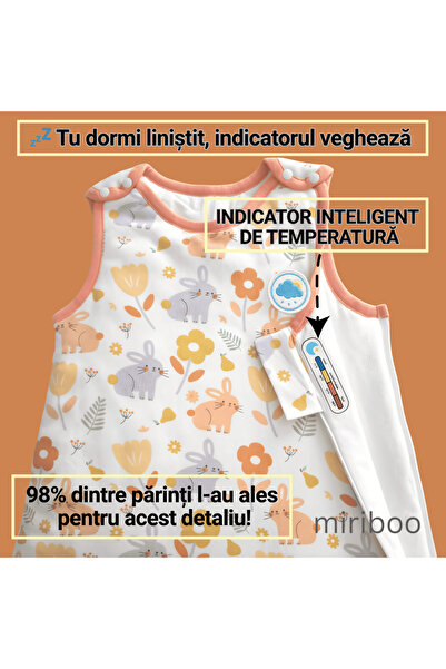 Miriboo Sleeping Bag for Babies and Children, 6-12 months, Winter, 1.5 TOG, 100% Cotton, Temperature Indicator