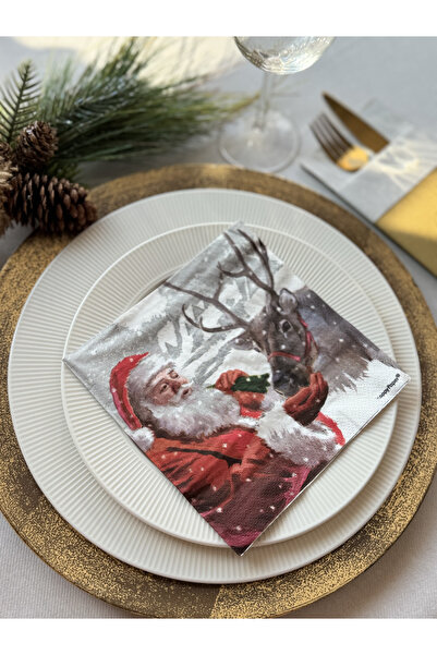 Mank Șervețele de masă, 3 straturi, hârtie de mătase - Moș Crăciun și dansato...