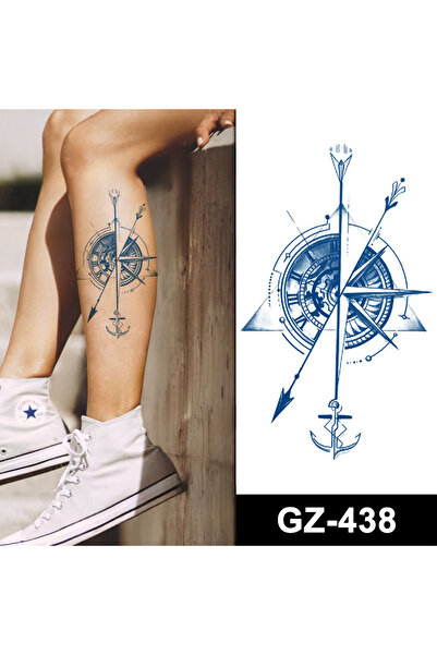 Tattoo 1 Ay Kalıcı Gerçekci Pusula 12 Saat Sonra Kararan Yapıştırma Geçici Dö...