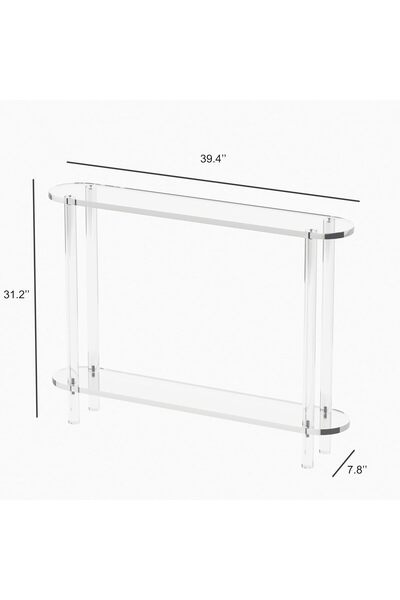 Slasa Acrylic Console Table, Narrow Entryway Table, 2-Tier Clear 80cm W x 19.3cm D x 76cm H