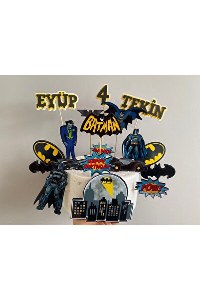 nerisdesign Batman Temalı Doğum Günü Pasta Süsü Seti – İsme ve Yaşa Özel Tasa...
