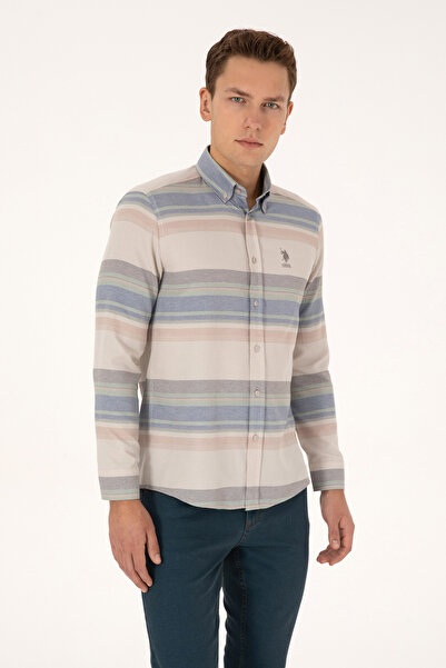 U.S. Polo Assn. Men's Stone Long Sleeve Shirt 50316648-Vr049