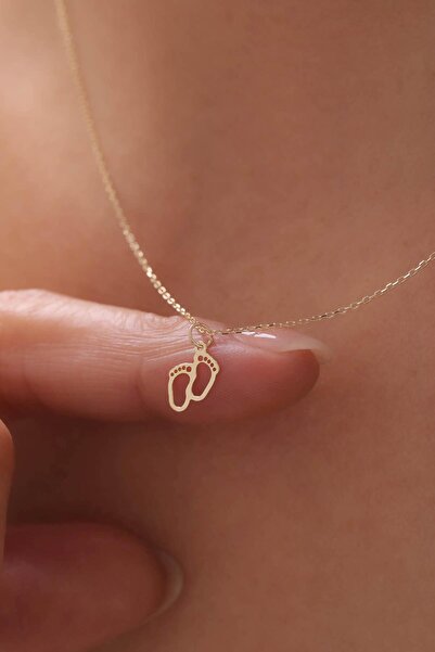 Tufanlar Kuyumculuk 14 Ayar Ayak İzi Altın Kolye