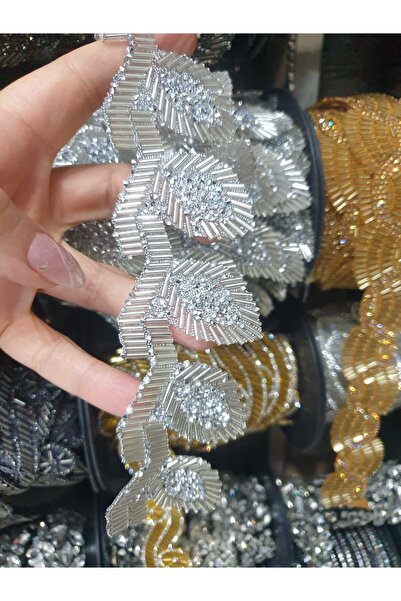 ESRA ŞELEM Iron-On Silver Color Leaf Model Decorative Strip Accessory