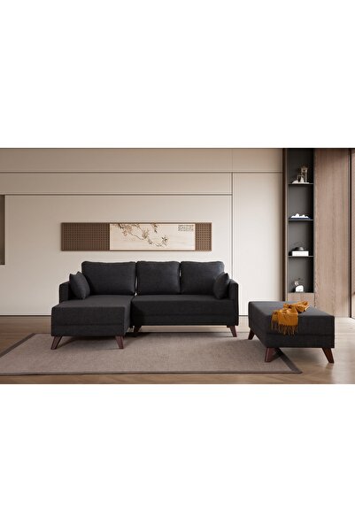 Vivense GLORİA MİNİ KÖŞE KOLTUK, PUFLU, ANTRASİT, SOL KÖŞE