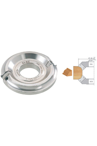 ELBE Milling head with bore for concave profile 1/4 R10, with counterclockwise removable inserts, large base