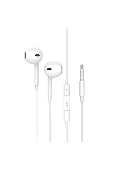 Lito LF01A Stereo Earphones 3.5 mm Jack with Microphone, 1.2 m, White
