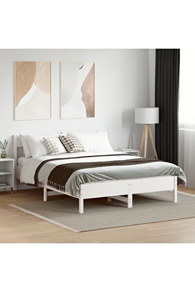 vidaxl Bed Frame without Mattress White 160x200 cm Solid Wood Pine
