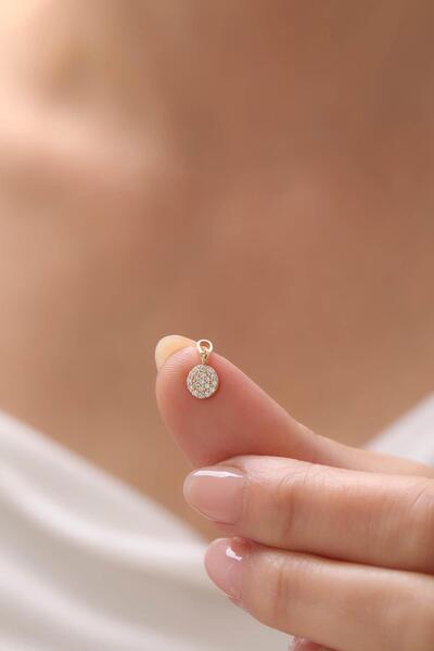 Tufanlar Kuyumculuk 14 Ayar Daire Taşlı Altın Kolye Ucu