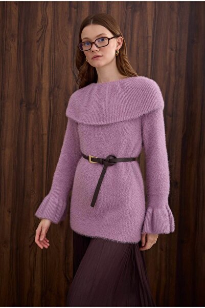 HEQA Collar Detailed Sweater Violet
