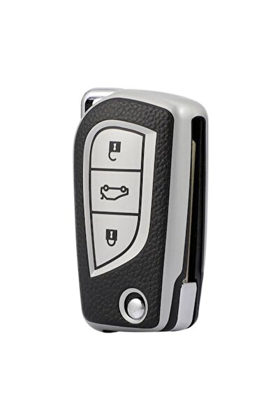 OEM Husă argintie cu negru pentru cheia Toyota (Rav4, Auris, Corolla, Verso, ...