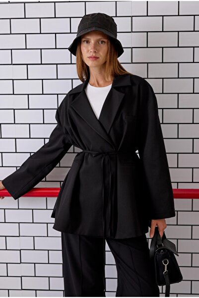 HEQA Lace-Up Polyviscon Jacket Black