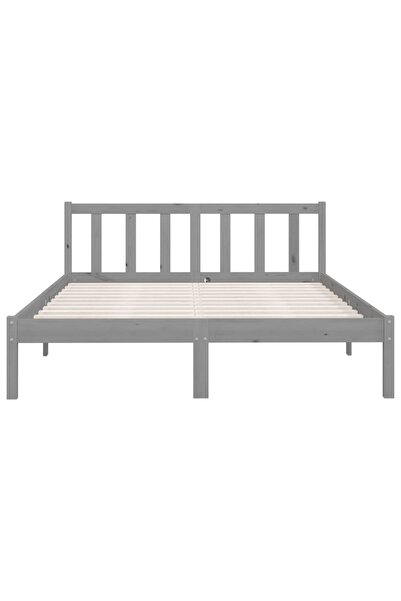 vidaxl 810084 Bed Frame without Mattress Grey Solid Wood 140x200 cm