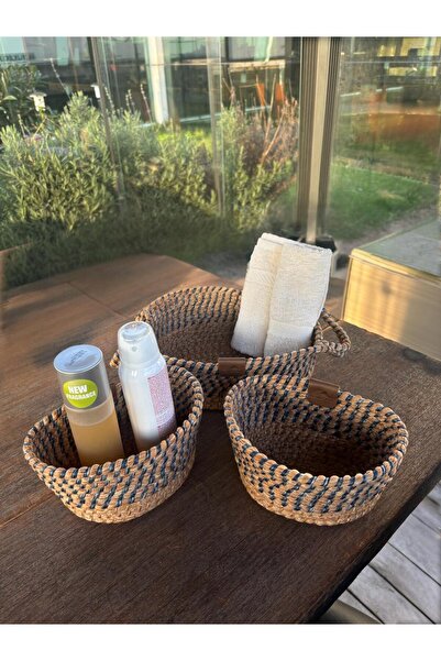 home inn Set de 3 coșuri organizatoare - decorative - rezistente la pete albastru/natural