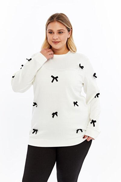 RMG Bow Detailed Oversized Sweatshirt Ecru
