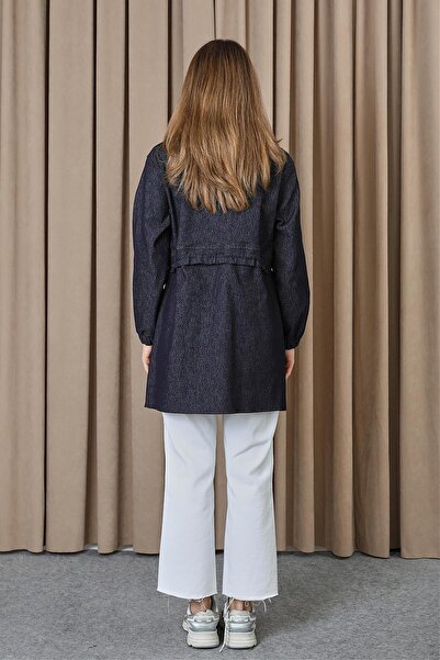 Puane Жіноча туніка з тунелем на талії та аксесуарами з деніму - 10732TUN - NAVY