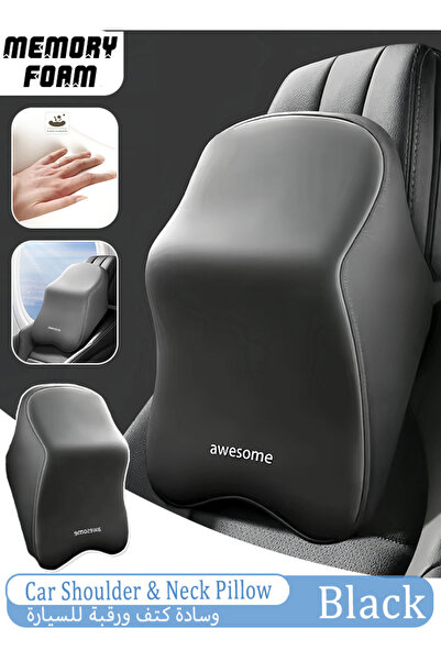 Generic وسادة مسند رأس السيارة من إسفنج الذاكرة لدعم الرقبة مع مشبك حزام قابل للتعديل للقيادة