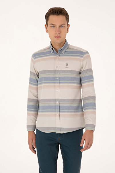 U.S. Polo Assn. Men's Stone Long Sleeve Shirt 50316648-Vr049