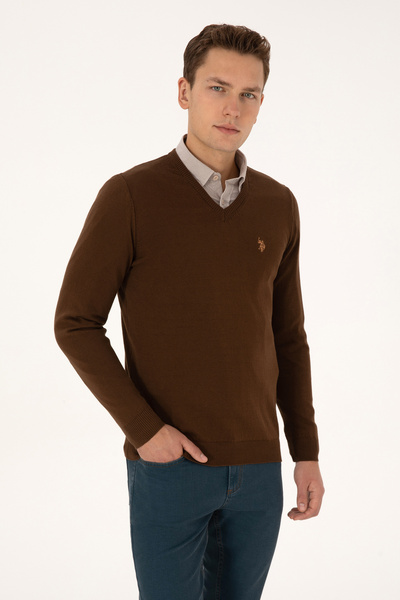 U.S. Polo Assn. Men's Brown Basic Sweater 50313662-Vr029