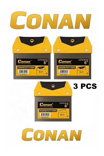 CONAN مجموعة سكاكين مكشطة المعجون من 3 قطع، طراز COTK08106 - شفرات من الفولاذ المقاوم للصدأ مقاس 6 بوصات