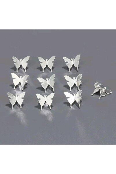 REBORN DESIGN Butterfly Model Silver Color 10Pcs Metal Charm Hair Ring