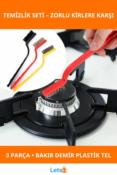 Letsii مجموعة فرشاة سلكية من البلاستيك الصلب مكونة من 3 قطع من النحاس والحديد