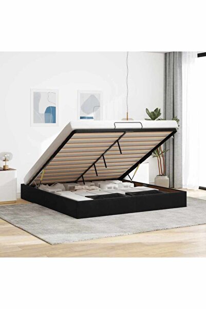 vidaxl Ottoman Bed Frame No Mattress Black 200x200 cm Velvet