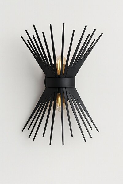 VENON 1 Piece Hedgehog Sconce Black Metal Sconce E-27 Wall Lamp with Base for Bedroom-Headboard-Bathroom