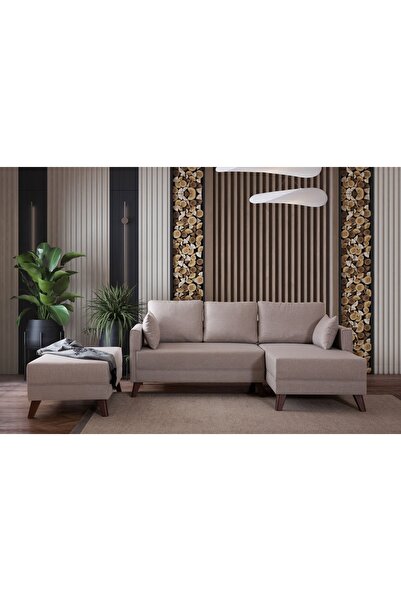 Vivense GLORİA MİNİ KÖŞE KOLTUK, PUFLU, KREM, SAĞ KÖŞE